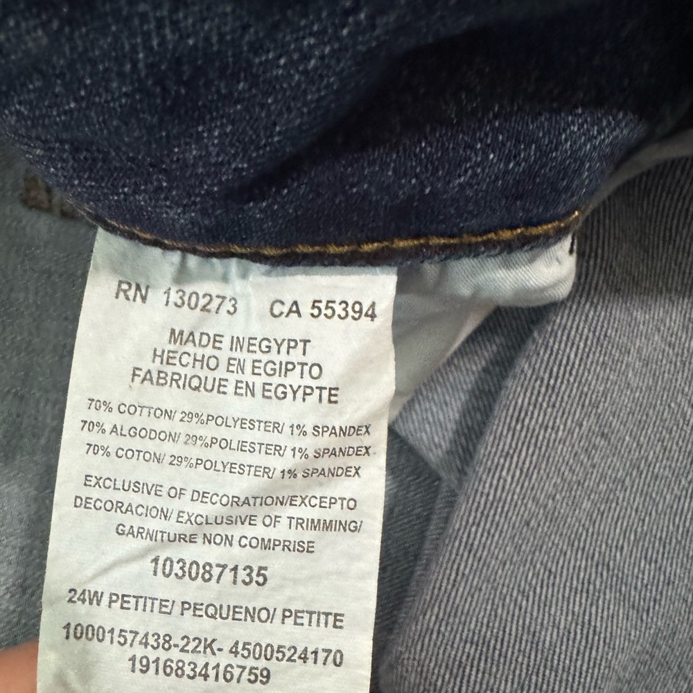 Lee Straight Leg Mid Rise Blue Jeans Size 24W Petite New With Tags - Picture 12 of 12